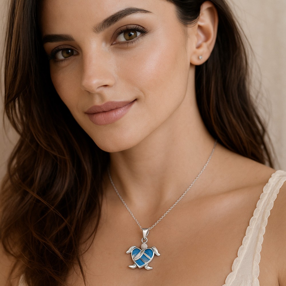 Μοτίφ Senza από ασήμι 925,χελωνίτσα-καρδιά με Opal και ζιργκόν - SSR4139SOP