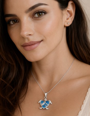 Μοτίφ Senza από ασήμι 925,χελωνίτσα-καρδιά με Opal και ζιργκόν - SSR4139SOP