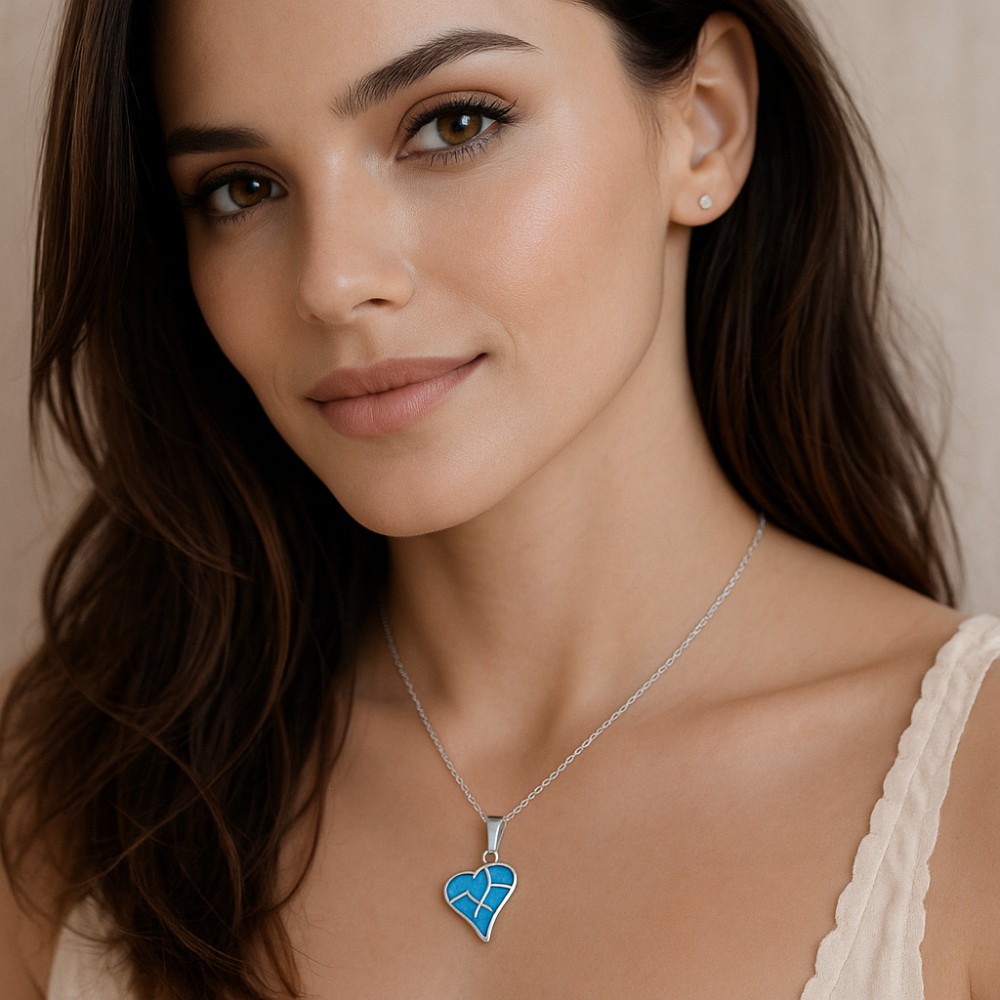 Μοτίφ Senza από ασήμι 925, καρδιά με Opal - SSR4140SOP