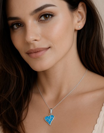 Μοτίφ Senza από ασήμι 925, καρδιά με Opal - SSR4140SOP