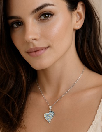 Μοτίφ Senza από ασήμι 925, καρδιά με Opal - SSR4140SWH