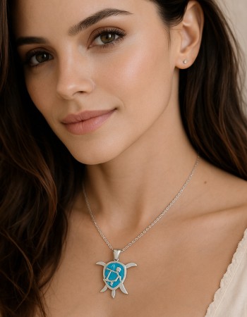 Μοτίφ Senza από ασήμι 925, διπλή χελωνίτσα με Opal - SSR4143SOP