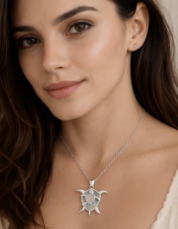 Μοτίφ Senza από ασήμι 925, διπλή χελωνίτσα με Opal - SSR4143SWH