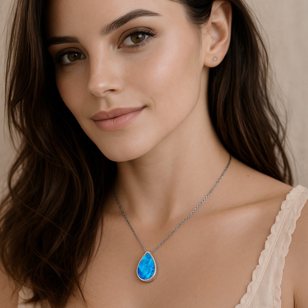 Μοτίφ Senza από ασήμι 925, δάκρυ με Opal - SSR4144SOP