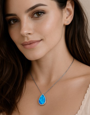 Μοτίφ Senza από ασήμι 925, δάκρυ με Opal - SSR4144SOP