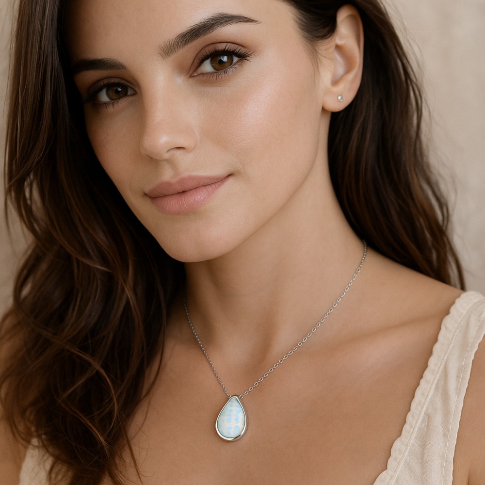 Μοτίφ Senza από ασήμι 925, δάκρυ με Opal - SSR4144SWH