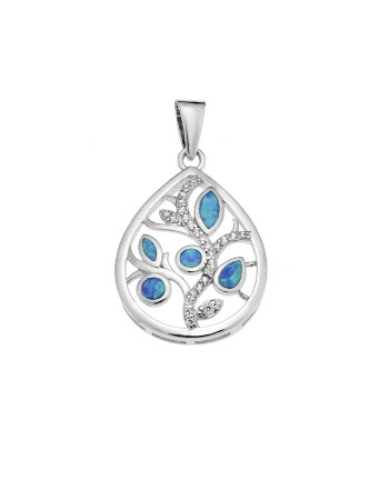 Μοτίφ Senza από ασήμι 925, δέντρο με Opal και ζιργκόν - SSR4145SOP