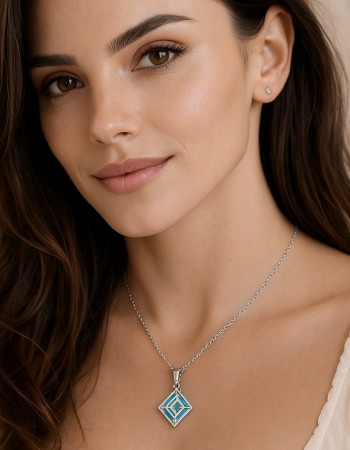 Μοτίφ Senza από ασήμι 925, ρόμβος με Opal - SSR4146SOP