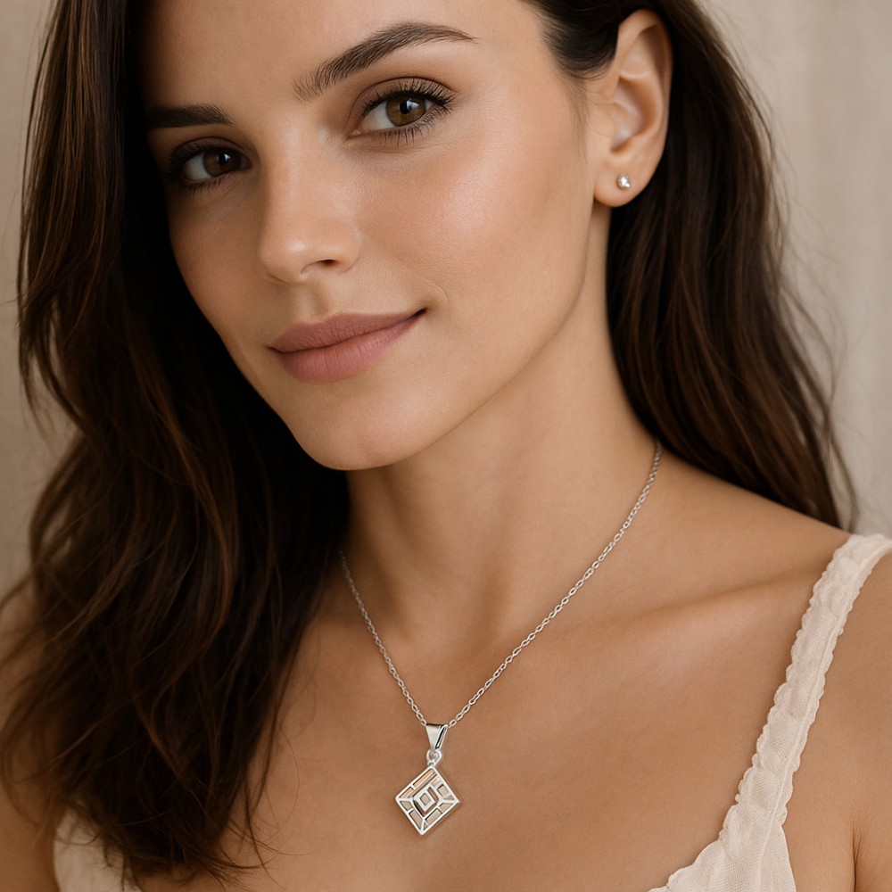 Μοτίφ Senza από ασήμι 925, ρόμβος με Opal - SSR4146SWH