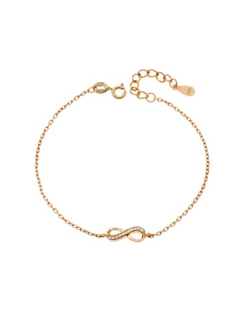 Βραχιόλι Γυναικείο Senza από επιχρυσωμένο ασήμι 925, άπειρο με ζιργκόν πέτρες - SSR4147GD