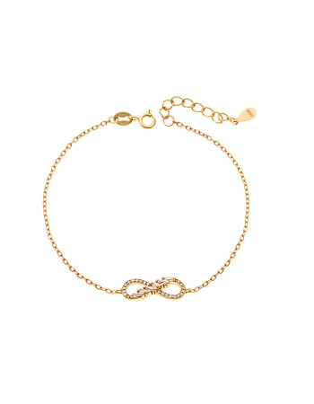 Βραχιόλι Γυναικείο Senza από επιχρυσωμένο ασήμι 925, άπειρο με ζιργκόν πέτρες - SSR4150GD