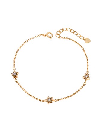 Βραχιόλι Γυναικείο Senza από επιχρυσωμένο ασήμι 925, τριπλό αστέρι με λευκά ζιργκόν - SSR4154GD