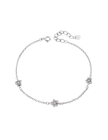 Βραχιόλι Γυναικείο Senza από ασήμι 925, τριπλό αστέρι με λευκά ζιργκόν - SSR4154SR