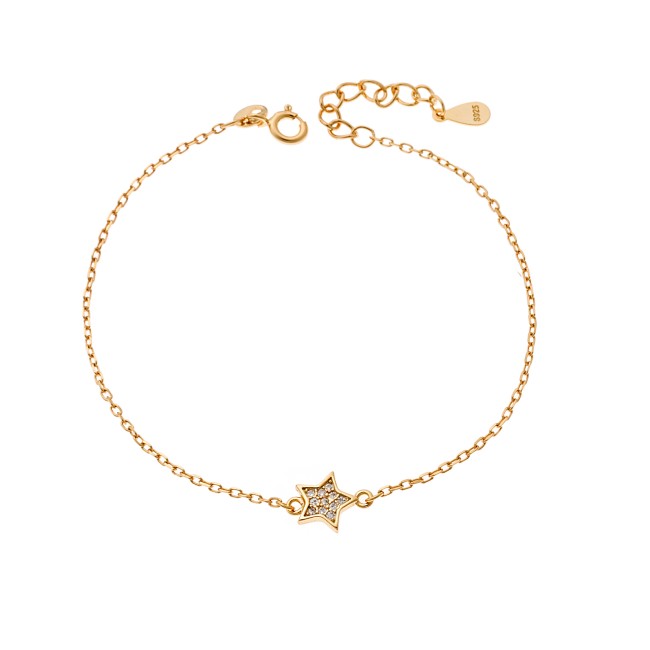 Βραχιόλι Γυναικείο Senza από επιχρυσωμένο ασήμι 925, αστέρι με λευκά ζιργκόν - SSR4155GD