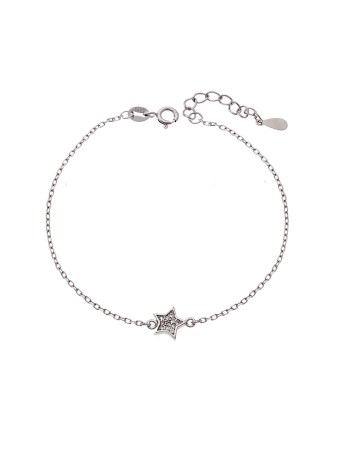 Βραχιόλι Γυναικείο Senza από ασήμι 925, αστέρι με λευκά ζιργκόν - SSR4155SR