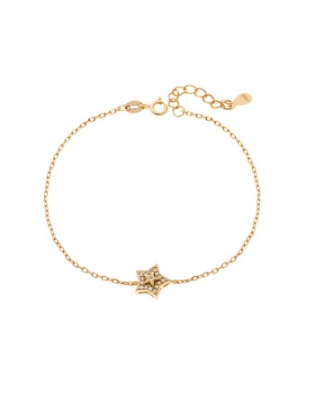 Βραχιόλι Γυναικείο Senza από επιχρυσωμένο ασήμι 925, αστέρι με λευκά ζιργκόν - SSR4156GD