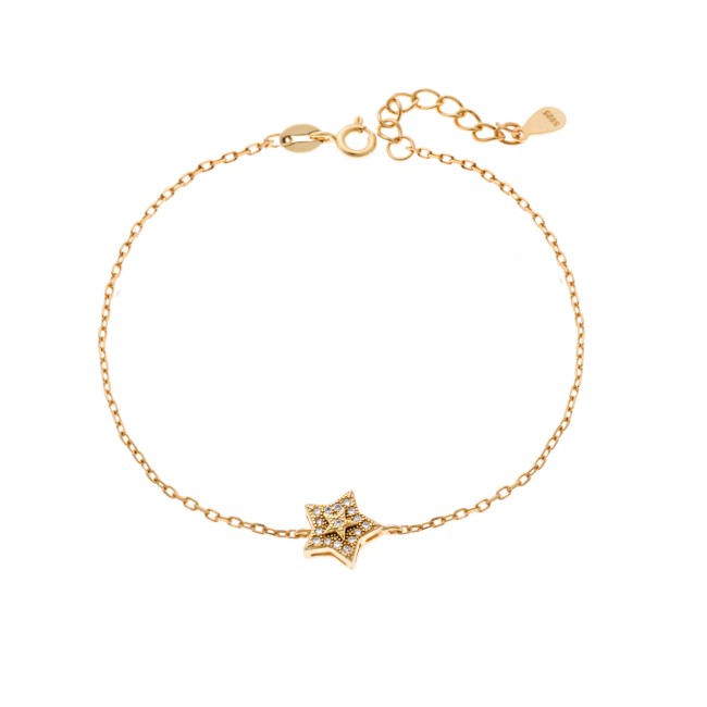 Βραχιόλι Γυναικείο Senza από επιχρυσωμένο ασήμι 925, αστέρι με λευκά ζιργκόν - SSR4156GD