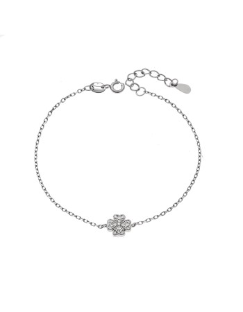 Βραχιόλι Γυναικείο Senza από ασήμι 925, τριφύλλι με λευκά ζιργκόν - SSR4158SR