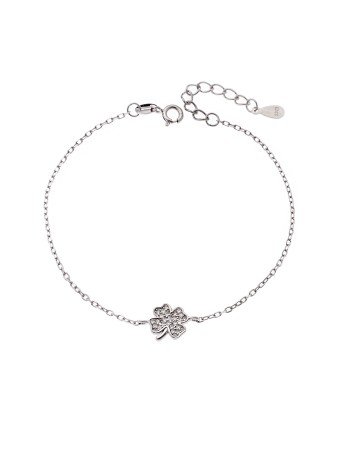 Βραχιόλι Γυναικείο Senza από ασήμι 925, τριφύλλι με λευκά ζιργκόν - SSR4159SR