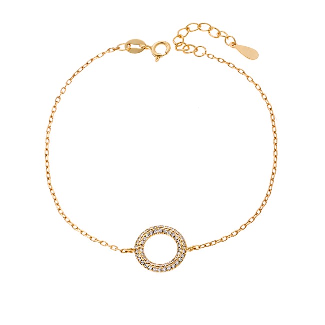 Βραχιόλι Γυναικείο Senza από επιχρυσωμένο ασήμι 925, κύκλος με λευκά ζιργκόν - SSR4162GD