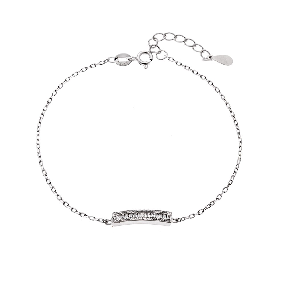 Βραχιόλι Γυναικείο Senza από ασήμι 925, με λευκά ζιργκόν - SSR4163SR