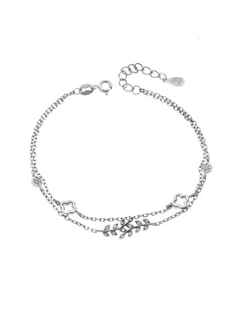 Βραχιόλι Senza από ασήμι 925, κλαδάκι με λευκά ζιργκόν και σταυρουδάκια - SSR4164SR