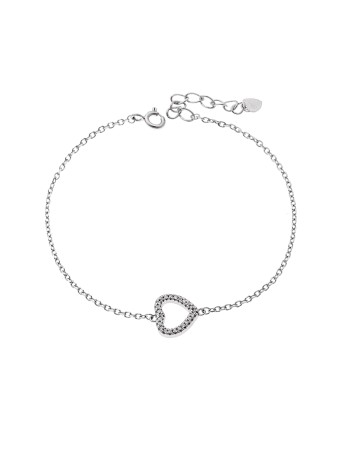 Βραχιόλι Γυναικείο Senza από ασήμι 925, Καρδούλα με λευκά ζιργκόν - SSR4166SR