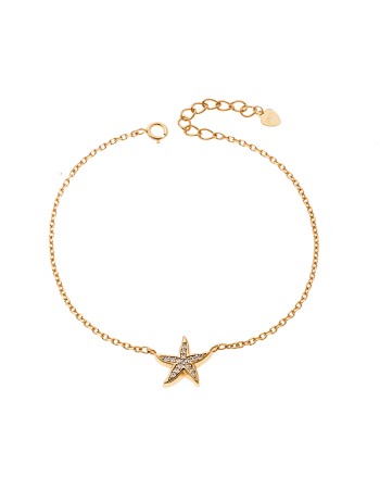 Βραχιόλι Γυναικείο Senza από επιχρυσωμένο ασήμι 925, αστερίας με λευκά ζιργκόν - SSR4172GD