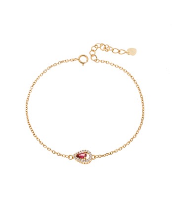 Βραχιόλι Γυναικείο Senza από επιχρυσωμένο ασήμι 925, φούξια δάκρυ με λευκά ζιργκόν - SSR4173GF