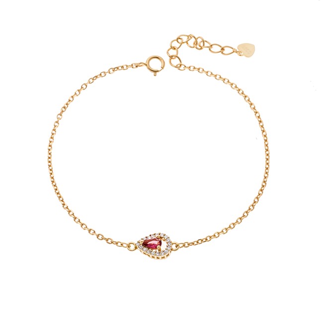 Βραχιόλι Γυναικείο Senza από επιχρυσωμένο ασήμι 925, φούξια δάκρυ με λευκά ζιργκόν - SSR4173GF