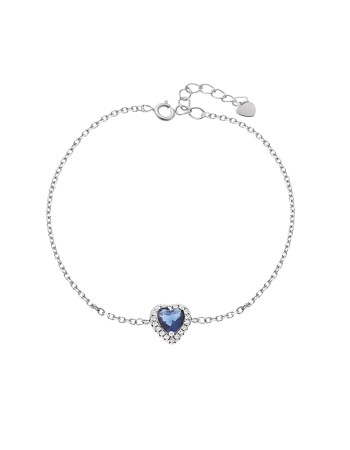 Βραχιόλι Γυναικείο Senza από ασήμι 925, μπλε καρδιά με λευκά ζιργκόν - SSR4174SBL