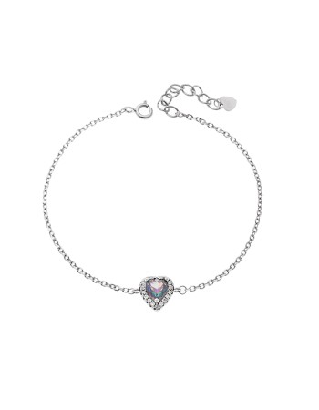 Βραχιόλι Γυναικείο Senza από ασήμι 925, ιριδίζουσα καρδιά με λευκά ζιργκόν - SSR4174SMU