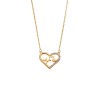 Κολιέ Senza από επιχρυσωμένο ασήμι 925, καρδιά με καρδιογράφημα και λευκά ζιργκόν - SSR4180GD