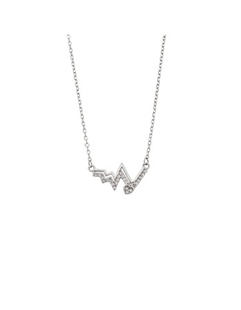 Κολιέ Senza από ασήμι 925, καρδιογράφημα και λευκά ζιργκόν - SSR4181SR
