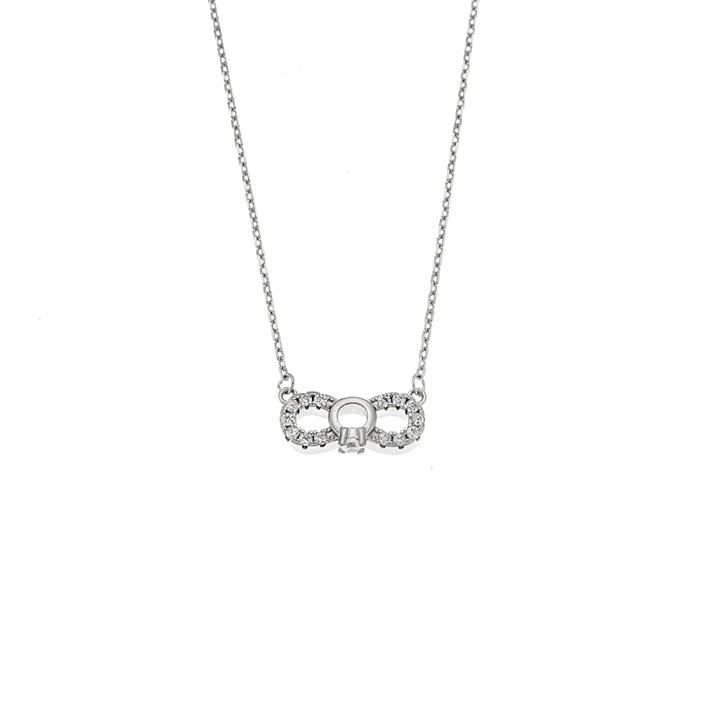 Κολιέ Senza από ασήμι 925, άπειρο με μονόπετρο και λευκά ζιργκόν - SSR4184SR