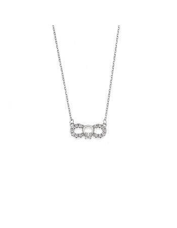 Κολιέ Senza από ασήμι 925, άπειρο με μονόπετρο και λευκά ζιργκόν - SSR4184SR