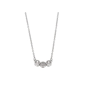 Κολιέ Senza από επιχρυσωμένο ασήμι 925, κυκλάκια με λευκά ζιργκόν - SSR4185SR