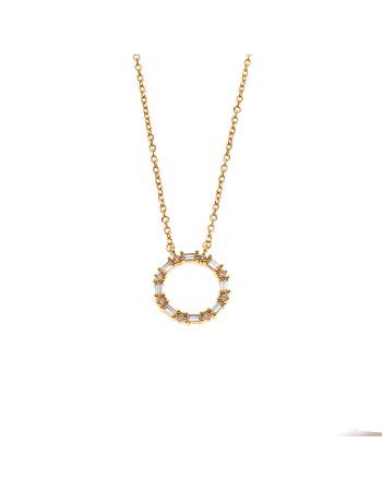 Κολιέ Senza από επιχρυσωμένο ασήμι 925, κύκλος με λευκά ζιργκόν - SSR4187GD