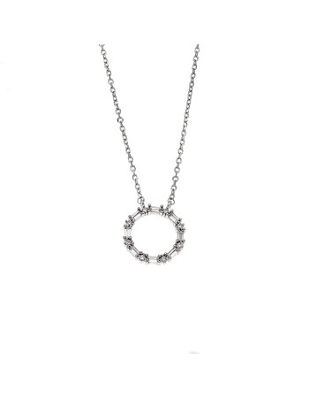 Κολιέ Senza από ασήμι 925, κύκλος με λευκά ζιργκόν - SSR4187SR