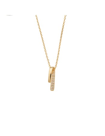 Κολιέ Senza από επιχρυσωμένο ασήμι 925, περαστή βέργα με λευκά ζιργκόν - SSR4190GD