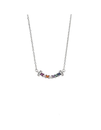 Κολιέ Senza από ασήμι 925, βέργα με πολύχρωμα ζιργκόν - SSR4193SMU