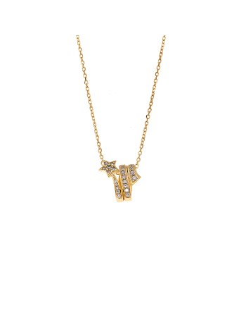 Κολιέ Senza από επιχρυσωμένο ασήμι 925, αστέρι με λευκά ζιργκόν - SSR4194GD