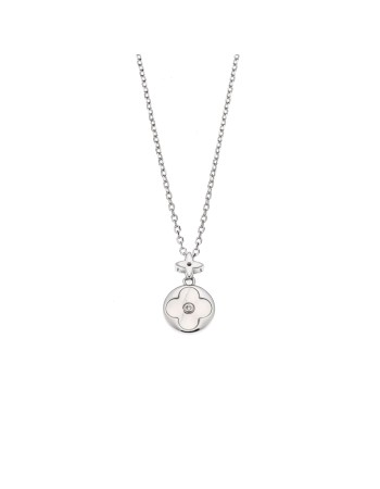 Κολιέ Senza από ασήμι 925, Σταυρός με λευκό φίλντισι - SSR4197SR