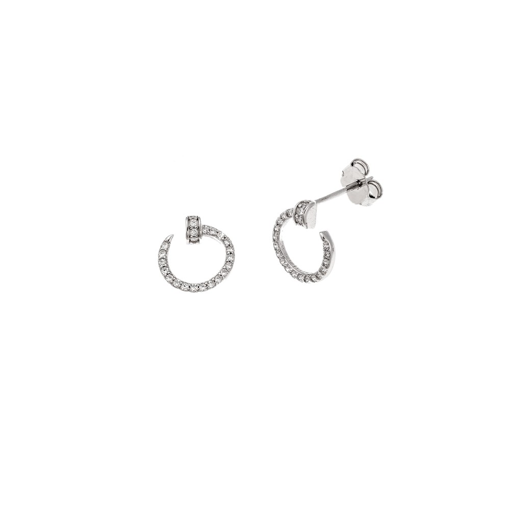 Σκουλαρίκια Senza από ασήμι 925, καρφί με λευκά ζιργκόν - SSR4220SR