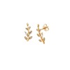 Σκουλαρίκια Senza από επιχρυσωμένο ασήμι 925, κλαδάκι με λευκά ζιργκόν - SSR4221GD
