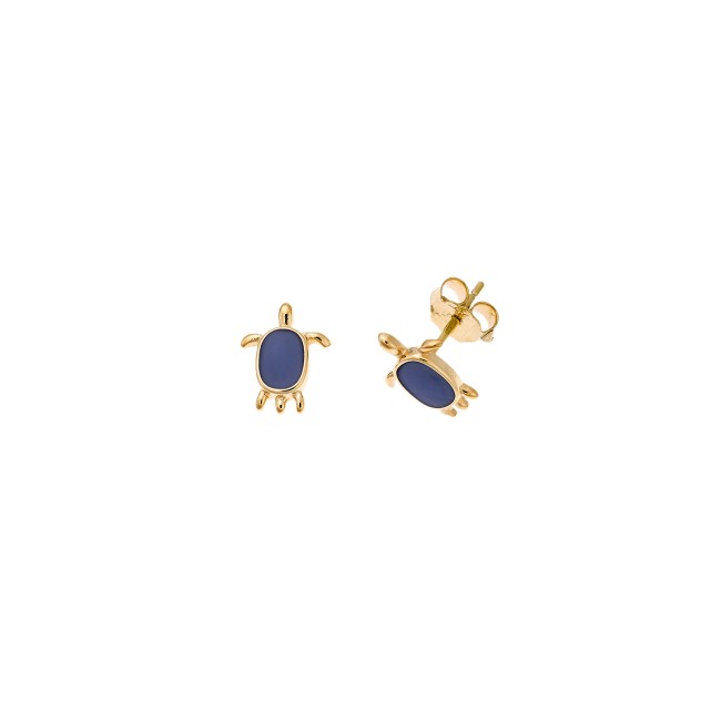 Σκουλαρίκια Senza από επιχρυσωμένο ασήμι 925, χελωνίτσα με μπλε σμάλτο - SSR4231GBL