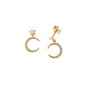 Σκουλαρίκια Senza από επιχρυσωμένο ασήμι 925, μισοφέγγαρο με λευκά ζιργκόν - SSR4250GD