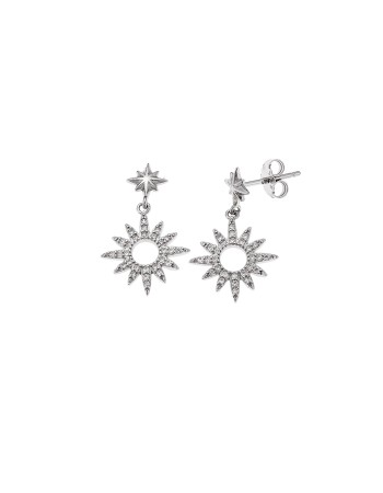 Σκουλαρίκια Senza από ασήμι 925, ήλιος με λευκά ζιργκόν - SSR4251SR