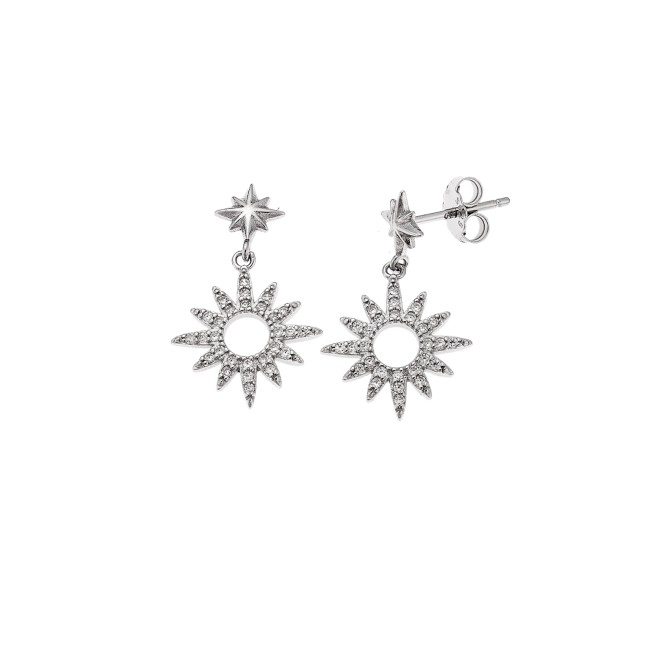 Σκουλαρίκια Senza από ασήμι 925, ήλιος με λευκά ζιργκόν - SSR4251SR