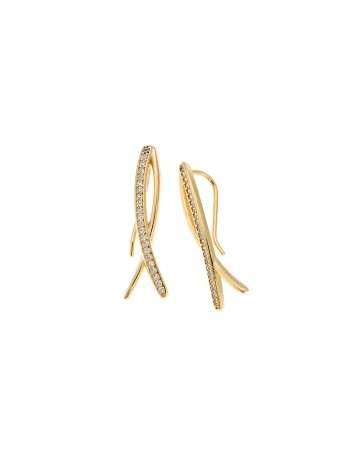 Σκουλαρίκια Senza από επιχρυσωμένο ασήμι 925, με λευκά ζιργκόν - SSR4256GD